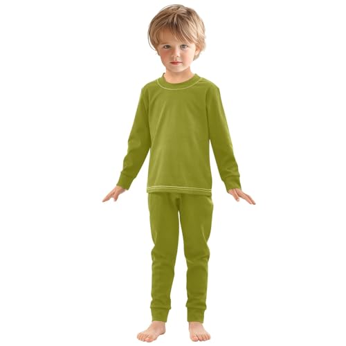 Olive Long Sleeve Pajamas Set Sleepwear Jammies 2pcs Set Pjs Olive