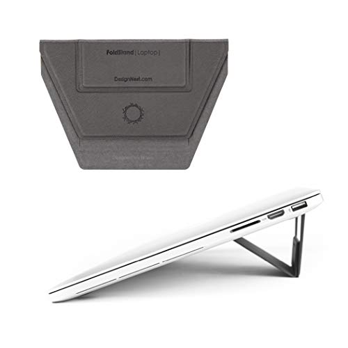 FoldStand Laptop ラップトップスタンド パソコンスタンド 超薄型 超軽量 貼り付け 排熱機能 アンチスリップ 繰り返し使える グレー