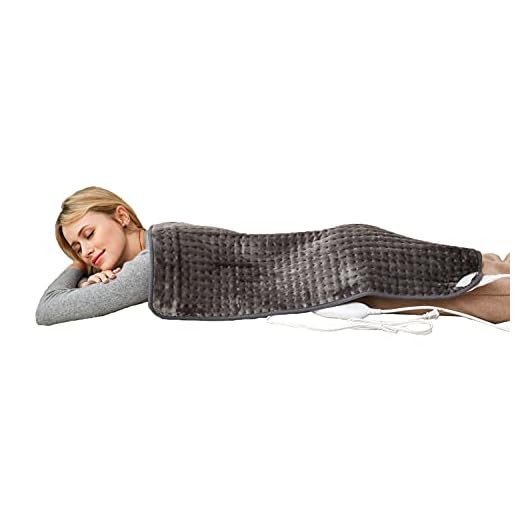 Ambershine 45cmx85cm XXXXL King Size Heating Pad with Fast-Heating Technology&6 Temperature Settings, Flannel Electric Heating Pad/Pain Relief for Back/Neck/Shoulders/Abdomen/Legs (Dark Gray)