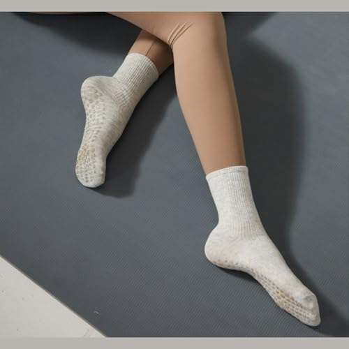 Image of Yoga Pilates Socks 3 Pair for Woman with Non Slip Grippers,Barre Ballet Workout Athletic Crew Socks