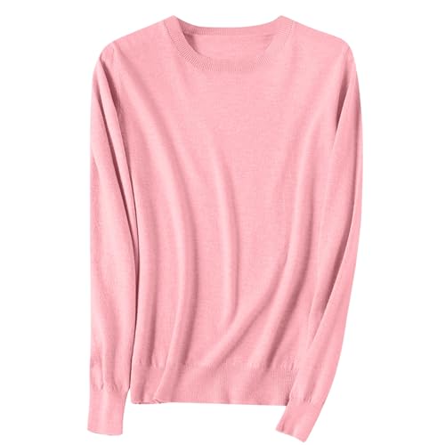 OIOLOYJM Fall Cashmere Sweaters for Women 2025 Crewneck Long Sleeve Tops Knitted Pullovers Lightweight Merino Wool Sweater