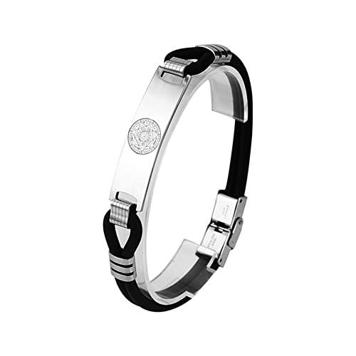 7 Archangels Sigil Layered Silicone Bracelet with Buckle Seven Saint Angels Michael Uriel Azrael Amulet Bangle for Protection, 8.26 inches - Main Image