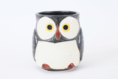 Taza cerámica japonesa Mino ware forma búho 12.8 oz miniatura 2