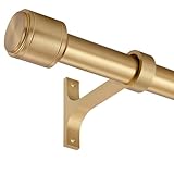 Lwiiom Warm Gold Curtain Rods for Windows 16 to 56 Inch, 1 Inch Diameter Blackout Curtain Rod with Aluminum Cylinder Finials and Full Surround Brackets, Window Curtain Rod for Wall and Ceiling Mount