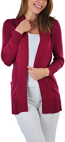 Image of ToBeInStyle Women's Long Sleeve Rib Banded Open Sweater Cardigan
