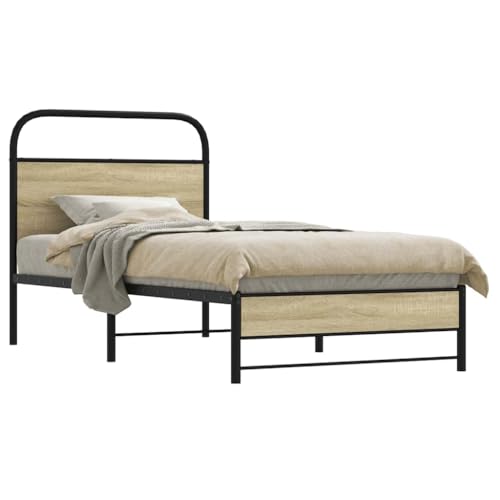 Vetnasa Estructura de Cama sin colchón 75x190 cm Madera Roble Sonoma Mobiliario, Camas y Accesorios, Camas y somieres Marrón 17,1 KG