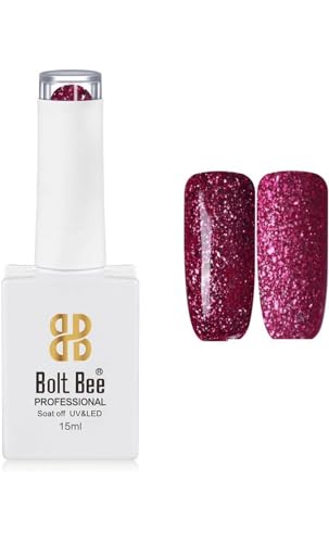 Image of BOLT BEE 15ML Gel Nail Polish 1Pc Clear Pink Glitter Nail Polish Soak Off UV LED Nail Gel Polish Nail Art Starter Manicure Salon DIY at Home, 0.5 OZ (1) (63)