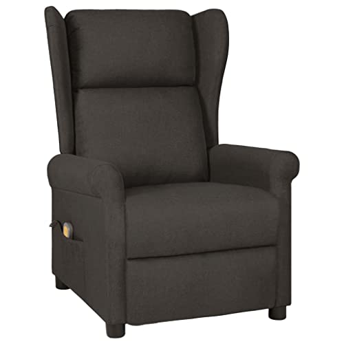Teenpull Sillón de masaje de tela pardo con 6 puntos de masaje vibratorio, función reclinable manual en 3 posiciones, control USB, reposapiés, respaldo, salón, oficina, dormitorio, sillón de relax
