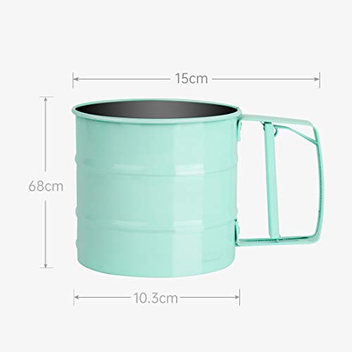 Flour Sifter, Operated Flour Sifter, Handheld Sieve Flour Strainer, Fine Kitchen Cooking, Sieve Tools for Cooking/Pastry Baking Kitchen Utensil (Green)
