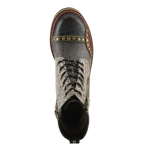 L'Artiste Rugup Leather Combination Booties for Women | Low Heel Ankle Boots for Women with Lace Up and Zipper Closure and Faux Fur Lining4