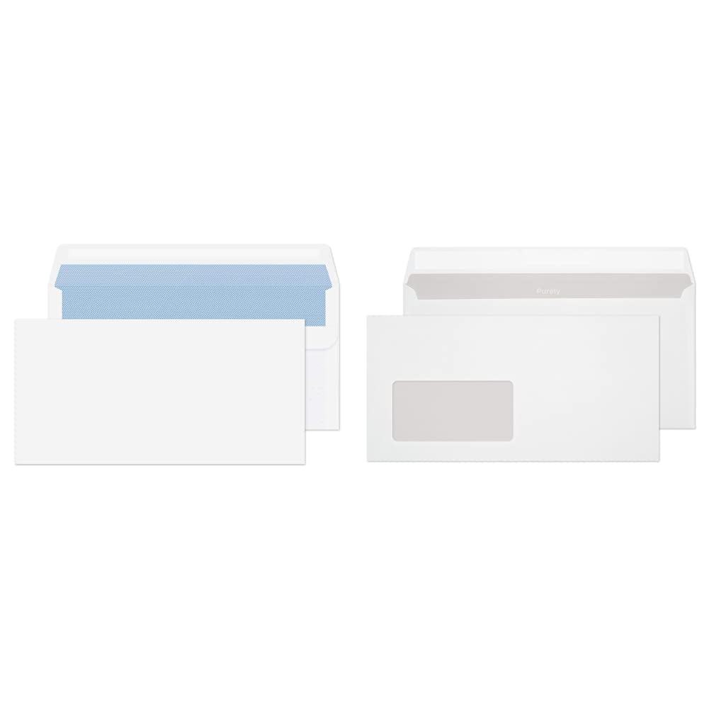 Blake Purely Everyday 12772 Briefumschläge Selbstklebend Weiß DL 110 x 220 mm - 75 g/m² | 1000 Stück –110 x 220 mm 75 g/m² selbstklebende Umschläge linkes Fenster (22774) –500 Stück