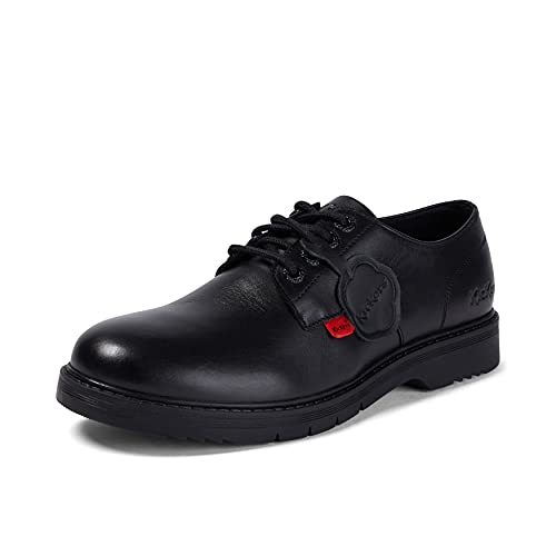 Kickers Men's Finley Lo Leather School Shoes | Smart Everyday School Look | Everyday Comfort Fit, Cushioned for All-Day Wear, Black, 7