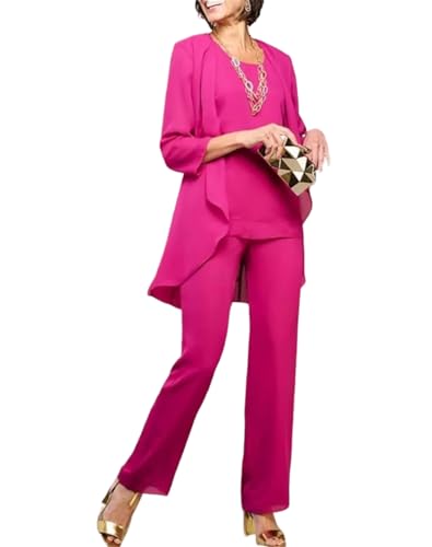 3 Pieces Mother of The Bride Pant Suits Chiffon Formal Evening Dress for Wedding Guest Outfit Sets4