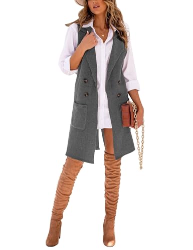 Image of IDEALSANXUN Womens Long Sweater Vest Fall Winter Sleeveless Knit Cardigan Outerwear