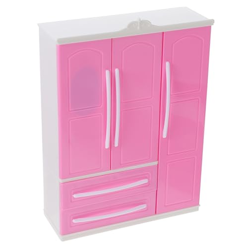 Garneck 1 Pieza guardarropa para minimuñecas Juguete para Modelo de Armario de muñecas decoración de Armario de muñecas guardarropa de muñecas Armario de Ropa de muñecas AbS Rosa