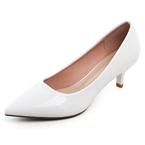 Image of Women's Low Kitten Heel Pumps Classic Fashion Dress Pumps Simple Heeled Shoes for Office Work