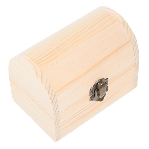 OUNONA Caja de Madera sin Terminar para DIY Diseño Arqueado con Cierre Seguro Multiusos para Manualidades Graffiti y Almacenamiento Hogar o Tienda