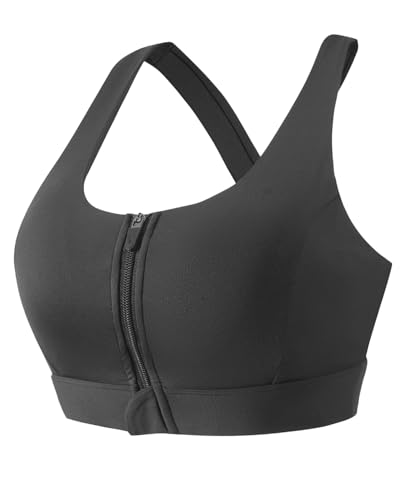 Zip Front Sports Bras for Women High Support - High Impact Sports Bra Compression Supportive Workout Bra
