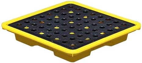 Modular Drum Spill Containment Pallet with Drain, Ideal for Stacking Paint Buckets, 1 to 4 Drum Capacity,330x330x58mm