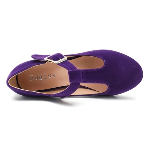 Women's T-Strap Mary Jane Pumps Low Block Chunky Heels Closed Round Toe Dress Wedding Office Work Shoes3