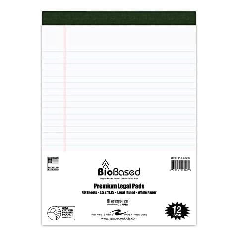 Roaring Spring Biobased USDA-zertifizierte Bio-Preferred Legal Pads, 12 Stück, 21,6 x 29,8 cm, 40 Blatt, weiß Cover