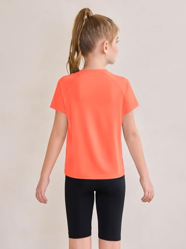 Image of Haloumoning Girls Athletic Shirts Short Sleeve Quick Dry T-Shirt Kids Summer Tee Tops 5-14Y
