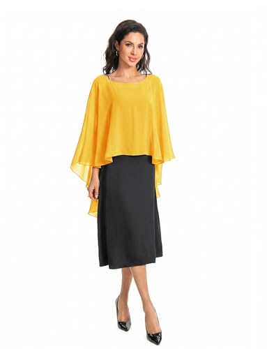 Image of Baoqiya Chiffon Capes Sheer Capelets Long Cape Poncho For Women Plus Size