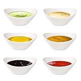 Soy Sauce Dish Set of 6, Ceramic Dipping Bowls Set 3Oz White Mini Porcelain Seasoning Dip Sauce...