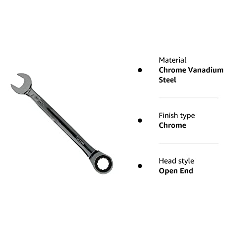 19mm Ratchet Spanner Steel Fixed Head Gear Wrench Open End & Ring (19mm), Chrome - Image 3
