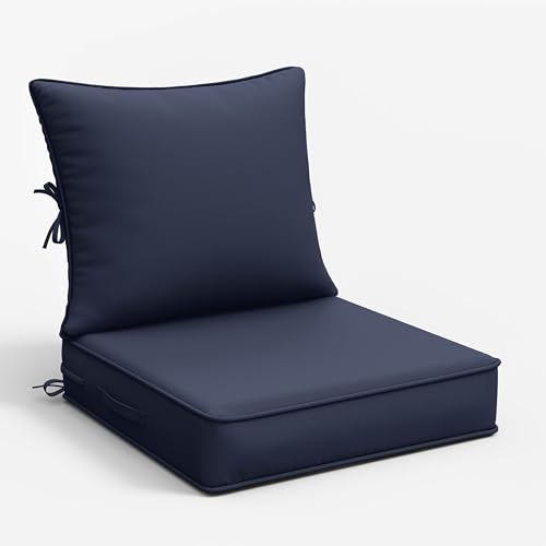 Snubbull Outdoor Patio Chair Cushions Set 22 L X 22 W X 4 H Waterproof & Fade Resistant Deep Seat and Back Cushions with Removable Covers Outdoor Seat Cushion Set for Chairs and Sofas