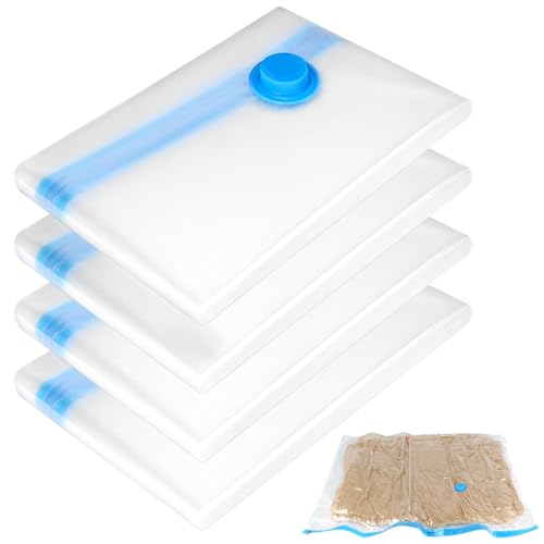 QWORK® 4 Stück Vakuum Aufbewahrungsbeutel, Jumbo Vakum Aufbewahrungssäcke, 130 x 100 cm Vakuumbeutel, für Kleidung, Bettdecken, Bettzeug QWORK® 4 Stück Vakuum Aufbewahrungsbeutel, Jumbo Vakum Aufbewahrungssäcke, 130 x 100 cm Vakuumbeutel, für Kleidung, Bettdecken, Bettzeug