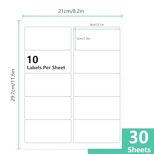 300 Etiketten Selbstklebend, Namensschilder Für Kleidung,Textiletiketten Selbstklebend Aus Schreibpapier,Namensaufkleber,Klebeetiketten Zum Bedrucken,Beschriftungsetiketten,Ablösbare Etiketten(8x5CM)