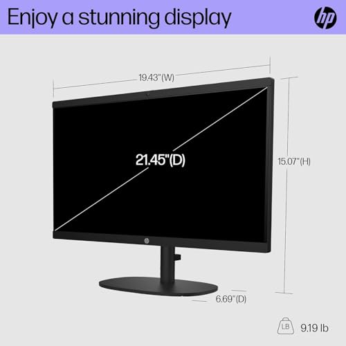 Image of HP 21.45 inch FHD All-in-One PC, Intel N200 Processor, 16GB DDR5 RAM, 1TB PCIe SSD, HDMI, WiFi 6, Windows 11 Pro, Wired Keyboard & Mouse + External 9H 6-in-1 DVD Drive, Black