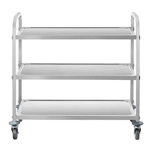 Royal Catering RCSW-6.2 Servierwagen Edelstahl 3 Böden Küchenwagen mit Rollen Edelstahlwagen – Bild 4