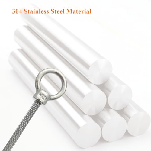 Image of Threaded Eyebolts 304 Stainless Steel Shoulder Eye Bolt Heavy Duty Anti-Corrosion and Anti-Rust Lifting Ring Eyebolts with Nuts and Washers 10pcs 1 /4 inch x 2 inch
