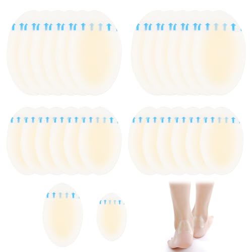 24 Piezas Tiritas Ampollas, Apósitos Hidrocoloides, Vendas Resistentes, Almohadillas de Apósitos Impermeables para Rozaduras Pies, Talones y Dedos, Protección Rápida y Discreta (Dos Tamaños)
