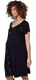 HAPPY MAMA Mujer Premama Amamantamiento Hospital Vestido Camisa Noche 1029 (Negro, 44, XL)