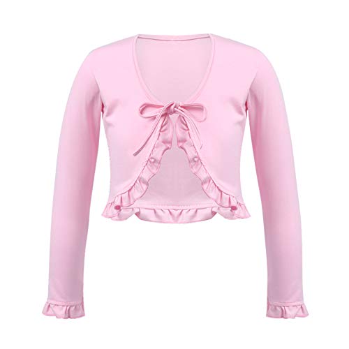 TiaoBug Girls Long Sleeve Twist Knot Ballet Dance Classic Warm-up Knit Wrap Top Sweaters Open Front Cardigan Bolero