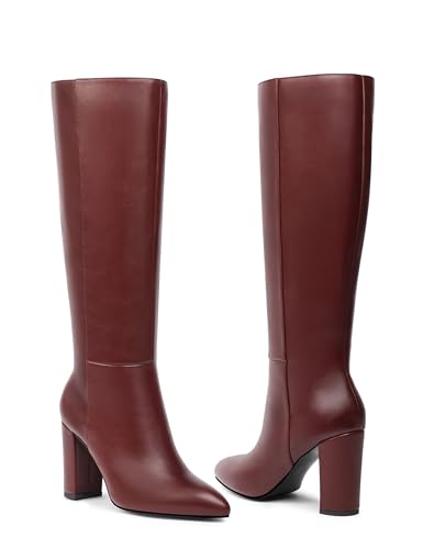 Knee High Boots Women Classic Chunky Heel Pointed Toe Tall Boots For Women High Heel Side Zipper Boots3