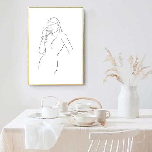 Affiche vin femme sexy 60x90cm art abstrait noir et blanc