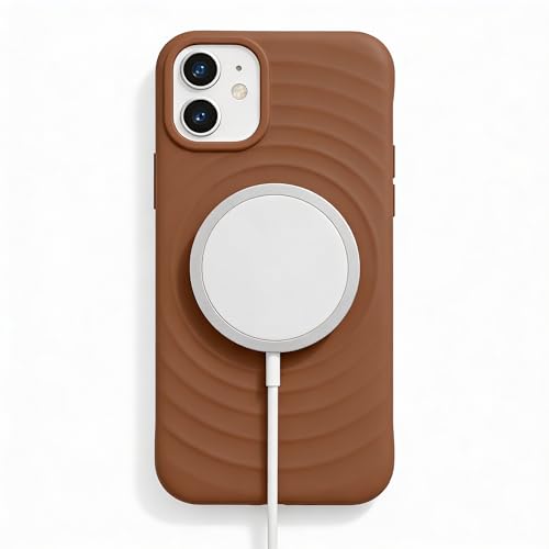 Image of amazon basics Shockproof Case for iPhone 11 | Ripple Pattern | Camera Protection | Protective Cover with Enhanced Grip & Wireless Charging Support - Brown