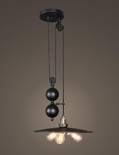 SUHANG Chandelier Three Heads Industrial Vintage Painting Pully Pendant Lamp for The Bedroom/Foyer/Canteen Adjustable Light, 220-240V