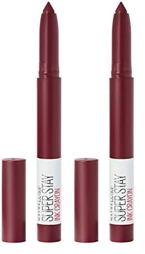 Maybelline Super Stay Ink Crayon lápiz labial, lápiz labial mate con punta de precisión con sacapuntas integrado, larga duración de hasta 8 horas,