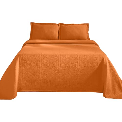 Superior Juego de colcha de algodón con diseño de flor de lis, mantas cálidas, ropa de cama para todas las estaciones, decoración de dormitorio, colcha decorativa de medallón bohemio, incluye 1
