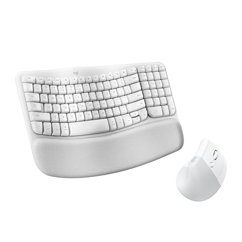 Ensemble ergonomique Mac Logitech Wave Keys clavier AZERTY sans fil et souris verticale Lift blanc
