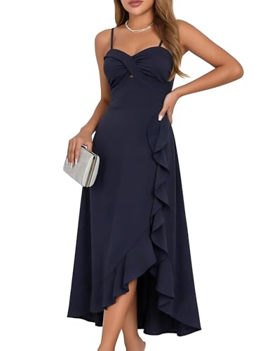 Image of ECOWISH Women's Summer Strapless Maxi Dress 2026 Off Shoulder Hollow Out Smocked A Line Tube Tiered Long Dresses
