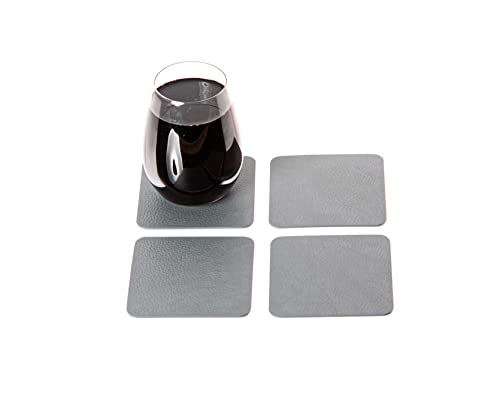 Nikalaz Set 4 Small Placemats and 4 Coasters, Table Mats Made in Europe Recycled Leather, Place Mats 15.7 x 11.8 inches and Coasters 3.9 x 3.9 inches (Dirty Grey) by Nikalaz - Image 5