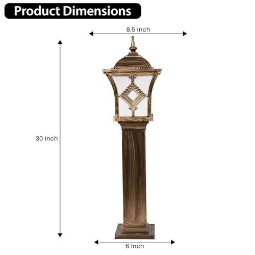 Image of GIGAWATTS BARFI 30 Outdoor Garden Light - 101% Rust & Waterproof Die-Casting Aluminium Exterior Lamp for Garden, Boundary Street & Home Entrances (B22 Holder, Bulb Not Included, Gold)