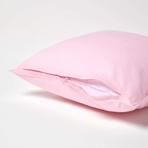 Homescapes 2er-Set Perkal Kissenbezug 40x40 cm rosa, Kissenhülle mit Reißverschluss, 100% ägyptische Baumwolle, Fadendichte 200 – Ansicht 3