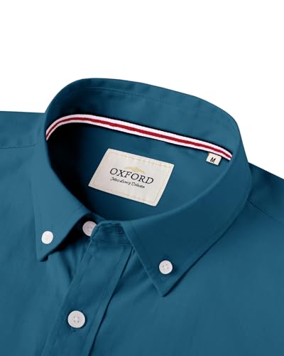 Image of Alimens & Gentle Mens Solid Oxford Shirt Long Sleeve Dress Shirt Work Casual Button Down Shirts with Pocket